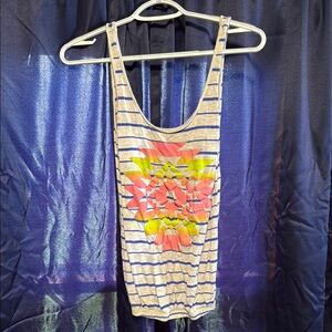 Striped Tank Top with Floral Design